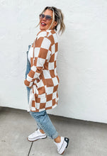 Load image into Gallery viewer, Lola Checkered Cardigan - Camel